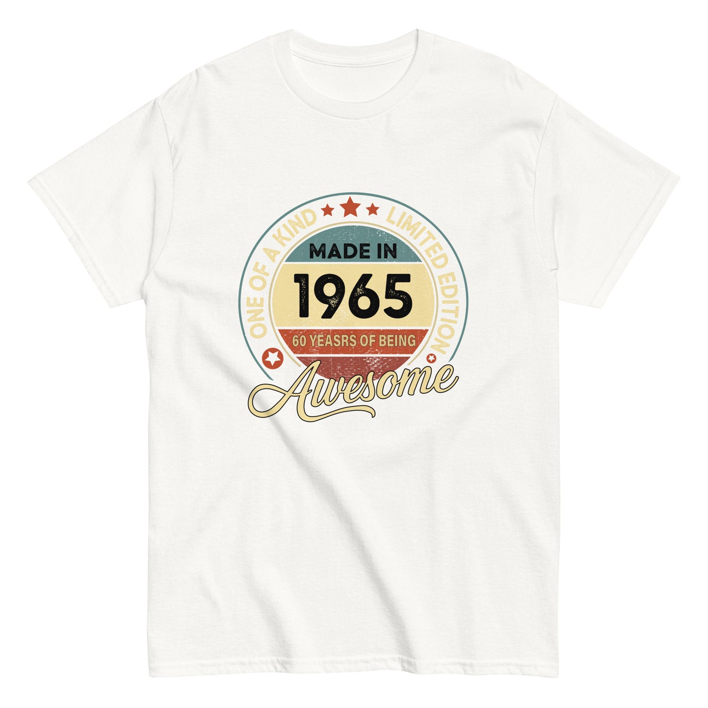 BORN IN 1965 60 YEARS BEING AWESOME PREMIUM BUY 1 GET 1 T-SHIRT