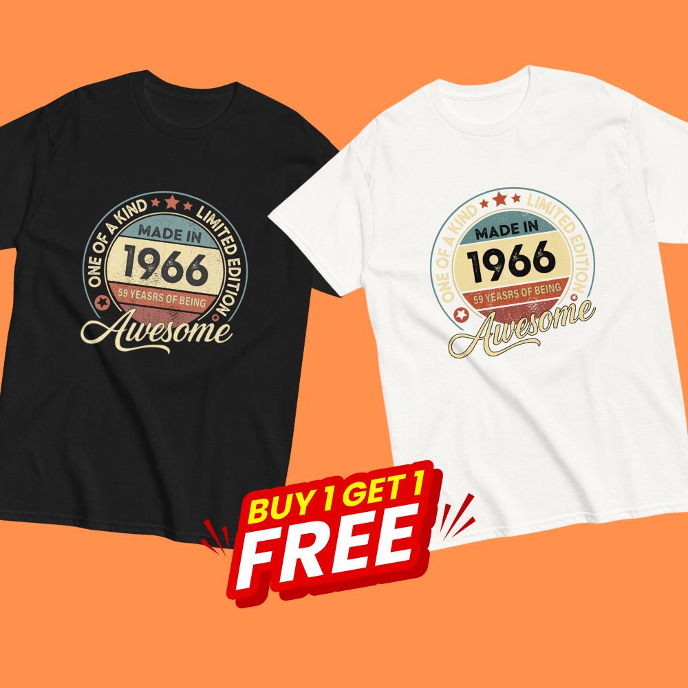 BORN IN 1966 59 YEARS BEING AWESOME PREMIUM BUY 1 GET 1 T-SHIRT