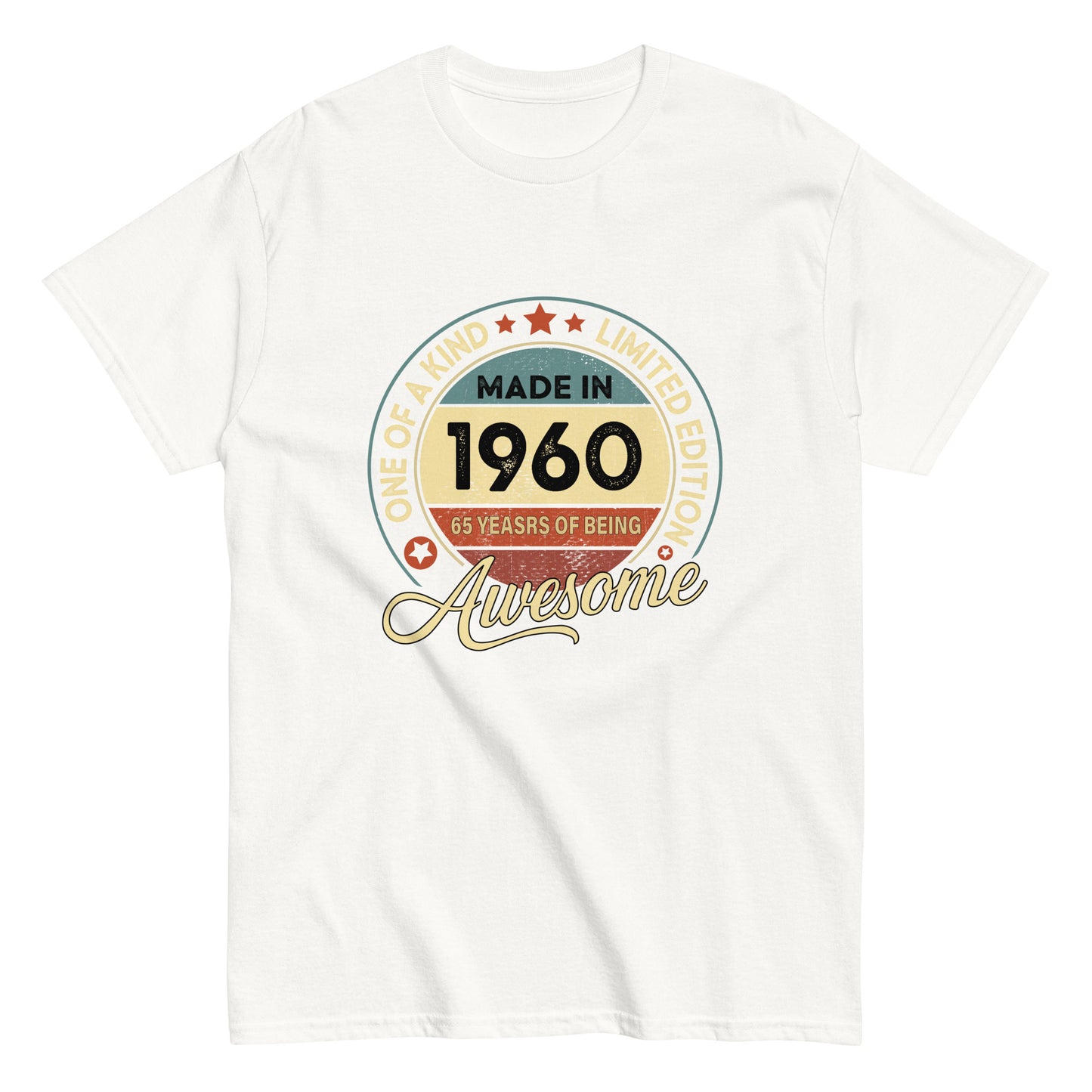 BORN IN 1960 65 YEARS BEING AWESOME PREMIUM BUY 1 GET 1 T-SHIRT